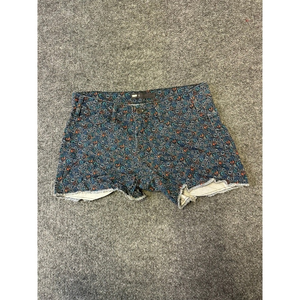 Levi's Shorts Womens Size 6 Blue Floral Denim Raw Hem Casual Summer Print